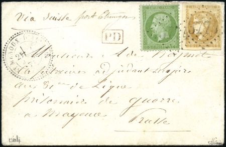 Stamp of France Rare affranchissement à 15c pour un prisonnier de 