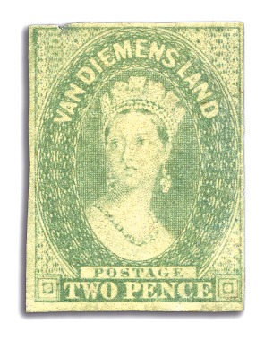 Stamp of Australia » Tasmania 1856-57 2d Dull Emerald-Green unused, touched at t