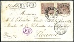 Stamp of Sweden » 1858-72 Coat of Arms Issue 30ö brown and three 9ö violett (on reverse) tied b