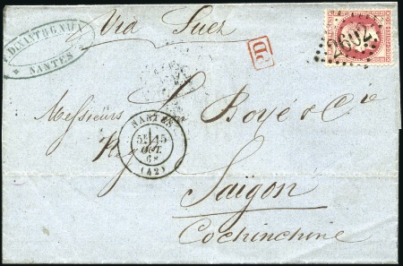 Stamp of France 1862 80c rose, obl. GC 2602 sur lettre de Nantes d