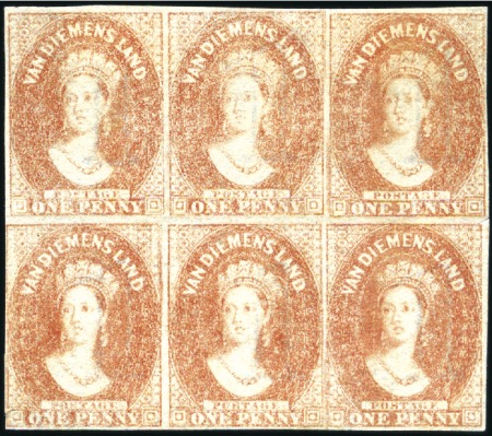 Stamp of Australia » Tasmania 1857-69 Chalon 1d pale dull vermilion unused block