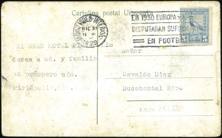 Stamp of Olympics FOOTBALL: 1930 Two postcards with special machine 