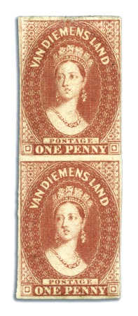 Stamp of Australia » Tasmania 1855 1d Carmine-Red plate proof on wove paper in v