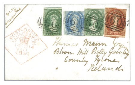 Stamp of Australia » Tasmania 1859 (Nov 14) Envelope from Launceston to Ireland 