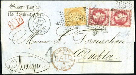 Stamp of France 1871 Devant de Paris pour le Mexique avec 80c Laur