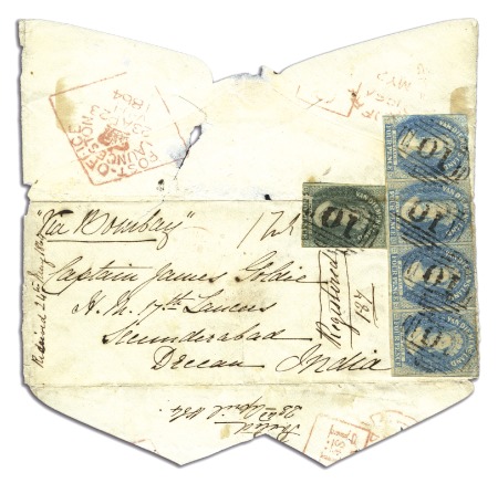 Stamp of Australia » Tasmania 1864 (Apr 23) Envelope sent registered from Bright
