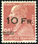 Stamp of France 1928 Ile de France 10F sur 90c, très bien centré, 