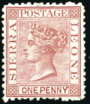 Stamp of Sierra Leone 1872-73 QV wmk sideways, 1d rose-red, 3d buff (wmk