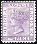 Stamp of Sierra Leone 1872-73 QV wmk sideways, 1d rose-red, 3d buff (wmk