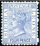 Stamp of Sierra Leone 1872-73 QV wmk sideways, 1d rose-red, 3d buff (wmk