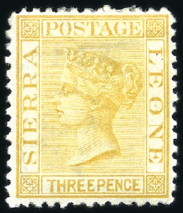 Stamp of Sierra Leone 1872-73 QV wmk upright, 3d saffron-yellow, mint, a