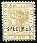 Stamp of Sierra Leone 1884-91 QV wmk Crown CC, 1/2d green, 1d red, 2d gr