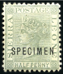 Stamp of Sierra Leone 1884-91 QV wmk Crown CC, 1/2d green, 1d red, 2d gr