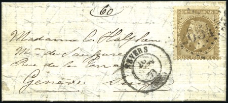 Stamp of France Rare lettre sortie par passeur de Paris pour Genèv