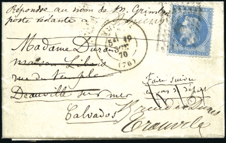 Stamp of France Rare lettre sortie de Paris par passeur Grimbert 