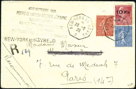 Stamp of France 1928 Ile de France 10F sur 90c avec SURCHARGE ESPA