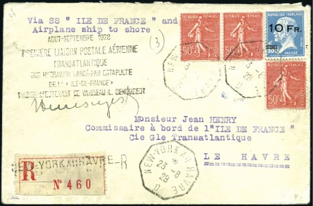 Stamp of France 1928 Ile de France 10F sur 1F50 avec SURCHARGE ESP