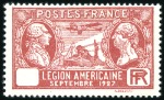 Stamp of France 1927 Légion américaine, les deux valeurs avec faci