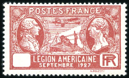 Stamp of France 1927 Légion américaine, les deux valeurs avec faci