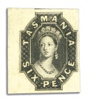 Stamp of Australia » Tasmania Plate proof in black on the 6d and the 1s (in pair