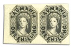 Stamp of Australia » Tasmania Plate proof in black on the 6d and the 1s (in pair