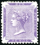 Stamp of Sierra Leone 1859-74 First issue 6ds, the four different exampl