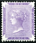 Stamp of Sierra Leone 1859-74 First issue 6ds, the four different exampl