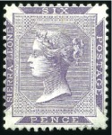 Stamp of Sierra Leone 1859-74 First issue 6ds, the four different exampl