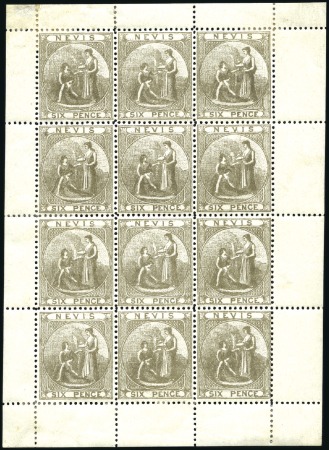 Stamp of St. Kitts-Nevis » Nevis 1878 6d grey in FULL SHEET OF 12, mint, believed t