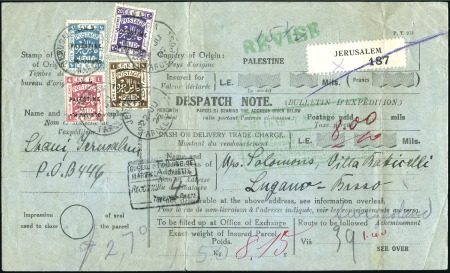 Stamp of Israel » Israel - Forerunners - Palestine British Mandate 1927 Parcel dispatch card franked Palestine overpr