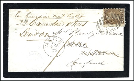 Stamp of Canada 1870-88 Small Queen 6c yellowish brown tied by A86