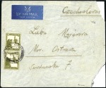 Stamp of Israel » Israel - Interim Period (1948) 10m yellow Nahariya III tied to incoming letter by