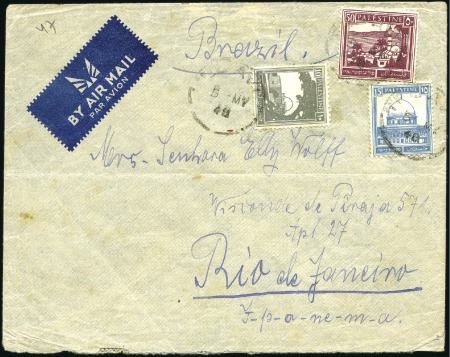 Stamp of Israel » Israel - Forerunners - Palestine British Mandate 1948 MAY - Besieged NAHARIYA to RIO DE JANEIRO: Ai