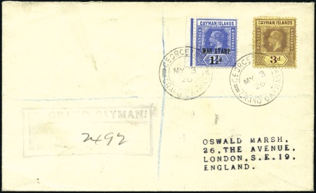 Stamp of Cayman Islands 1917 1 1/2d on 2 1/2d deep blue WAR STAMP surcharg
