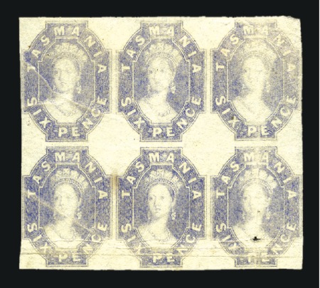 Stamp of Australia » Tasmania 1860-67 6d Lilac on star wmk paper in block of six