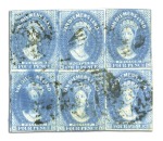 Stamp of Australia » Tasmania 1857-69 4d Blue selection of the different shades 