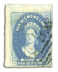Stamp of Australia » Tasmania 1857-69 4d Blue selection of the different shades 