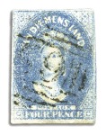 Stamp of Australia » Tasmania 1857-69 4d Blue selection of the different shades 