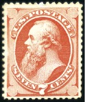 Stamp of United States 1870-80, 7c, 12c, 30c, 90c (probably reperf), mint