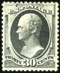 Stamp of United States 1870-80, 7c, 12c, 30c, 90c (probably reperf), mint