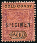 Stamp of Gold Coast 1884-1902, Mint selection with 1884-91 1s pair, 18