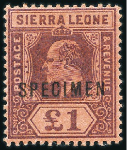Stamp of Sierra Leone 1903 1/2d, 2d, 3d, 4d, 5d, 5s and £1 with SPECIMEN