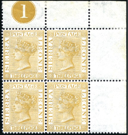 Stamp of Sierra Leone 1876 3d Buff mint nh top right corner marginal blo