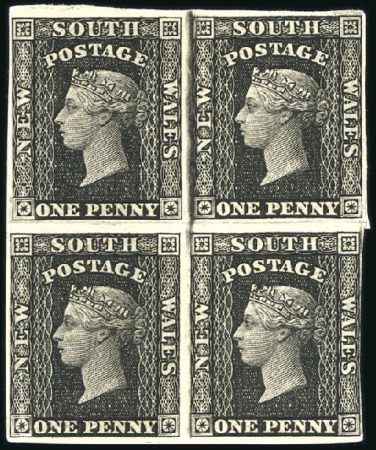 Stamp of Australia » New South Wales 1854 Diadem 1d plate proof in black in block of fo