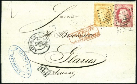 Stamp of France » Collections 1867-70, Trois lettres de Beyrouth : une pour la S