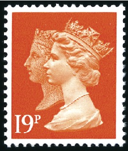 Stamp of Great Britain » Queen Elizabeth II 2000 19p COLOUR TRIAL in bright orange-red, mint n