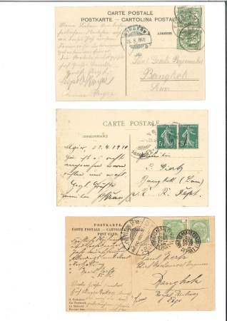 Stamp of Thailand 1906-11, Group of 10 incoming correspondence to an