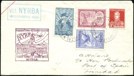 Stamp of Argentina 1930 (Feb 19) First NYRBA Flight cover to Trinidad