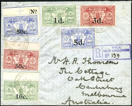 Stamp of New Hebrides REGISTERED: 1921-79, Group of 51 covers and two la