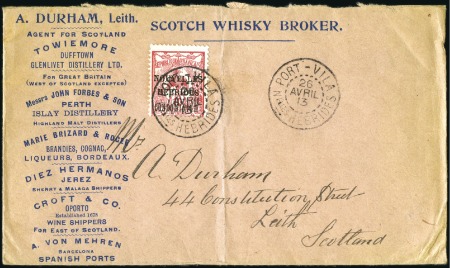 Stamp of New Hebrides 1913 (Apr 13) "Scotch Whisky Broker" advertising c